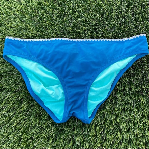 Shade and Shore blue Teal Bikini with Crochet detail Top 38DD Bottoms L BOHO - Picture 7 of 9